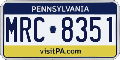 PA license plate MRC8351