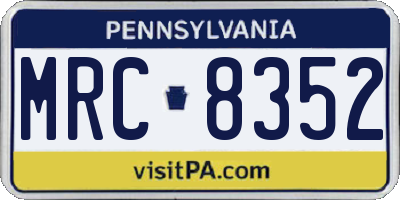 PA license plate MRC8352