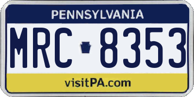PA license plate MRC8353