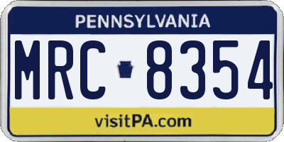 PA license plate MRC8354