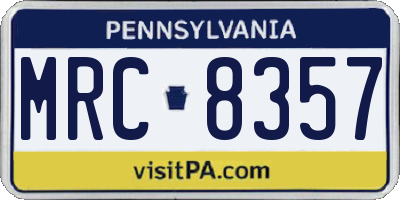 PA license plate MRC8357