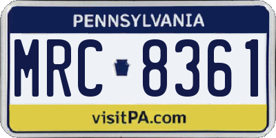 PA license plate MRC8361