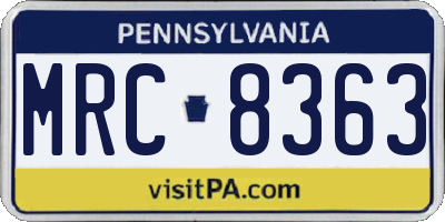 PA license plate MRC8363