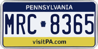 PA license plate MRC8365