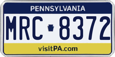 PA license plate MRC8372