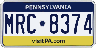 PA license plate MRC8374