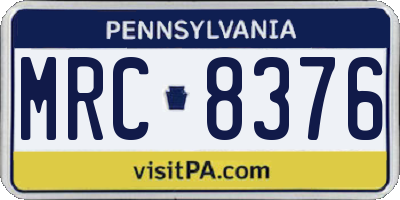 PA license plate MRC8376