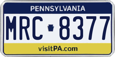 PA license plate MRC8377