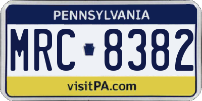 PA license plate MRC8382