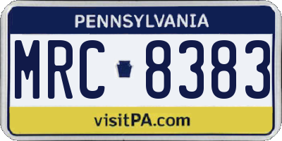 PA license plate MRC8383