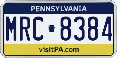 PA license plate MRC8384