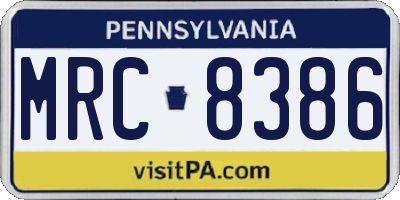 PA license plate MRC8386