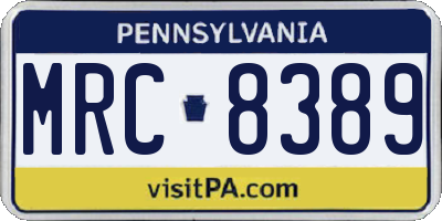 PA license plate MRC8389