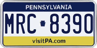 PA license plate MRC8390