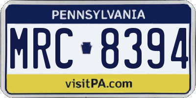 PA license plate MRC8394