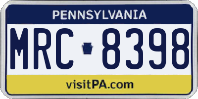 PA license plate MRC8398