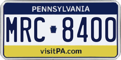 PA license plate MRC8400
