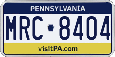 PA license plate MRC8404