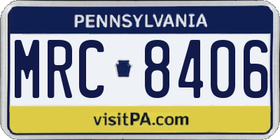 PA license plate MRC8406