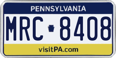 PA license plate MRC8408