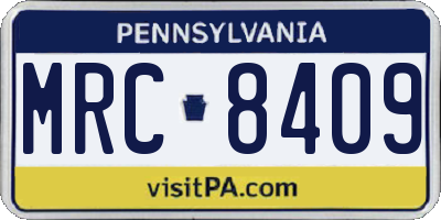 PA license plate MRC8409