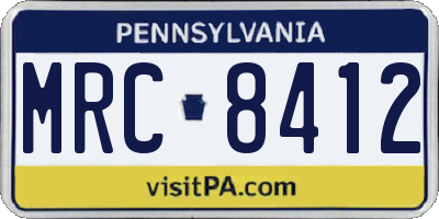 PA license plate MRC8412