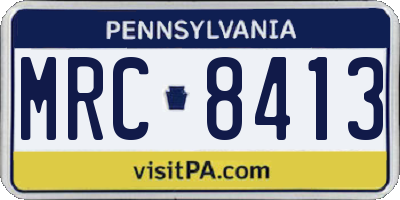 PA license plate MRC8413