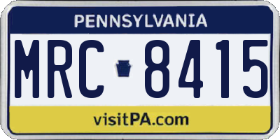 PA license plate MRC8415