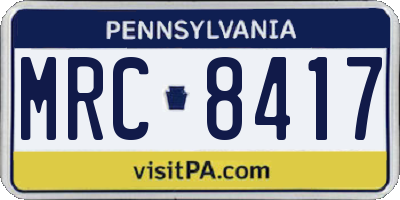 PA license plate MRC8417