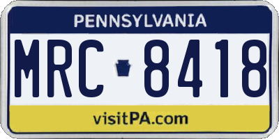 PA license plate MRC8418