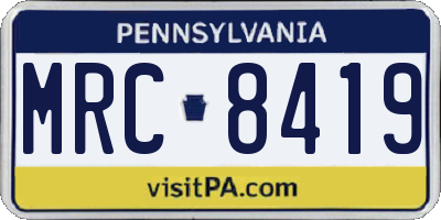 PA license plate MRC8419