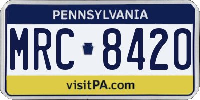 PA license plate MRC8420