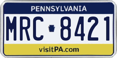 PA license plate MRC8421