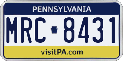 PA license plate MRC8431