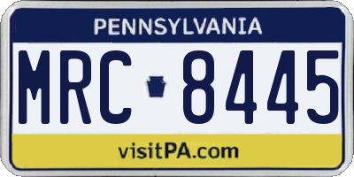 PA license plate MRC8445