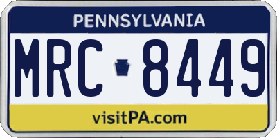 PA license plate MRC8449