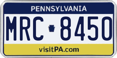 PA license plate MRC8450