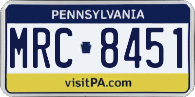 PA license plate MRC8451