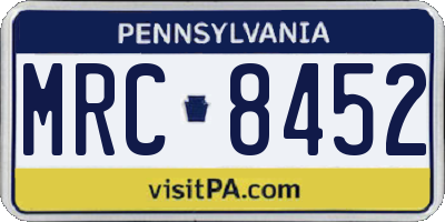 PA license plate MRC8452