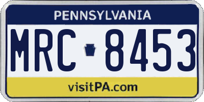 PA license plate MRC8453