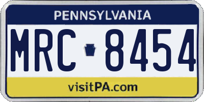 PA license plate MRC8454