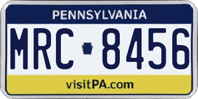 PA license plate MRC8456