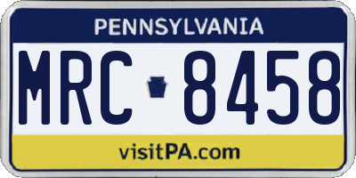 PA license plate MRC8458