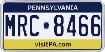 PA license plate MRC8466