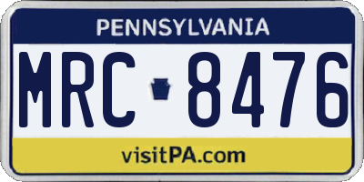 PA license plate MRC8476
