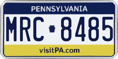 PA license plate MRC8485