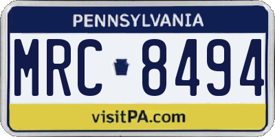 PA license plate MRC8494