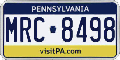 PA license plate MRC8498