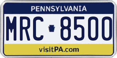 PA license plate MRC8500