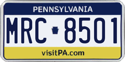PA license plate MRC8501